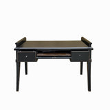 Chinese Black Lacquer 2 Drawers Foyer Scroll Edge Side Table Desk cs7778S