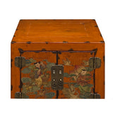 Chinese Distressed Orange People Graphic End Table Nightstand cs7799S