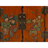 Chinese Distressed Orange People Graphic End Table Nightstand cs7806S