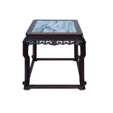 Vintage Chinese Square Marble Top 2 Stools Tea Table Set cs7828S