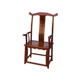 Pair Chinese Natural Wood Copper Brown Stain Yoke-Back Armchairs cs7833S