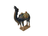 Oriental Ceramic Sancai Dark Blue Brown Beige Fengshui Artistic Camel Figure GB882S