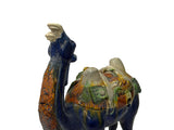 Oriental Ceramic Sancai Dark Blue Brown Beige Fengshui Artistic Camel Figure GB883S