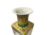 Hand Crafted Vintage Chinese Yellow White Flower Birds Porcelain Vase JK197S