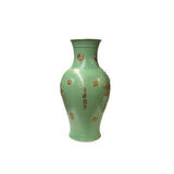 Vintage Chinese Pastel Green Turquoise Golden Birds Porcelain Vase JK201S