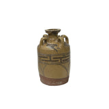 Earthy Brown Pottery Tube Shape Rings Geometric Pattern Art Vase JK215S