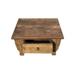 Chinese Vintage Rustic Wood Brown Drawer Low Kang Table Display Stand JK242S