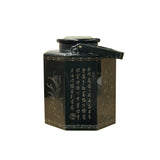 Vintage Chinese Black Inkstone Octagonal Teapot Shape Display Art JK274S