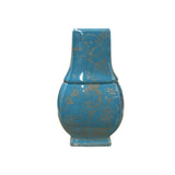Oriental Turquoise Blue Golden Graphic Thin Porcelain Art Vase JK283S