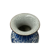 Orient Off White Crackle Blue Floral Pattern Pottery Ceramic Vase JK285S