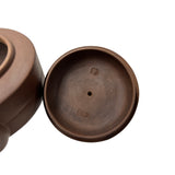 Vintage Brown Round Shape Coin Pattern Zisha Clay Teapot Art Display JK296S