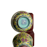 Pair Chinese Porcelain Yellow Enamel Flower Cup Display Art JK307S