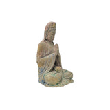 Fade Color Rustic Wood Sitting Bodhisattva Buddha Statue JK314S