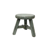Rustic Distressed Gray Round Top Tri-Legs Small Short Stool Table Stand JK321S