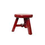 Rustic Distressed Red Round Top Tri-Legs Small Short Stool Table Stand JK323S