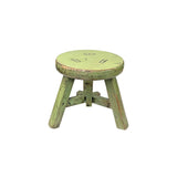 Distressed Light Green Round Top Tri-Legs Small Short Stool Table Stand JK324S