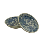 Pair Chinese Distressed Marks Dragon Phoenix Porcelain Small Plates ws3270S