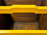 Chinese Wood Square Distressed Yellow Lotus Graphic Handle Bucket ws3509S