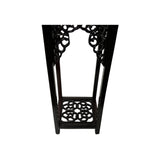 4.75" Dark Brown Scroll Pattern Square Tall Slim Wood Display Stand Riser st1058BS