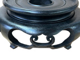 6" Chinese Black Wood Round Legs Table Top Stand Display Easel Riser st1205S