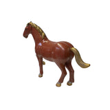 Vintage Chinese Metal Brick Red Golden Tail Fengshui Horse Figure ws3279S