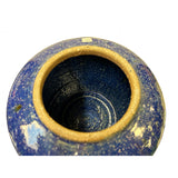 Vintage Distressed Deep Blue White Flecks Round Pottery Pot Jar Urn ws4527S