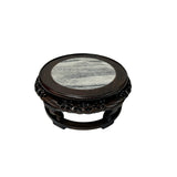 8.25" Oriental Brown Wood Marble Round Table Top Stand Riser GB708S