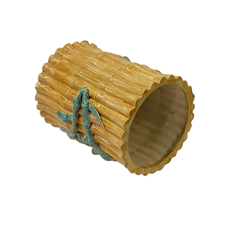 Chinese Bamboo Theme Brown Green Glaze Ceramic Display Container Art ws3345S Chinese Bamboo Theme Brown Green Glaze Ceramic Display Container Art ws3345S
