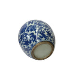 Oriental Flower Leaf Small Blue White Porcelain Ginger Jar ws3358S