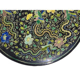 Vintage Chinese Black Base Mixed Color Phoenix Graphic Porcelain Plate Display ws3364S