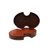 Chinese Distressed Brick Red Phoenix Graphic Oval Shape Box ws3391S