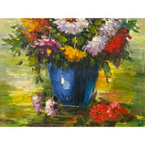 Impasto Oil Paint Canvas Art Blossom Flowers Vase Scroll Painting ws3417S