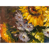 Impasto Oil Paint Canvas Art Sunflowers Blue Vase Scroll Painting ws3421S