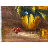 Impasto Oil Paint Canvas Art Sunflowers Yellow Vase Scroll Painting ws3426S