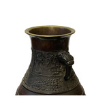 Vintage Look Chinese Brown Ancient Artistic Motif Vase Display Art ws3440S