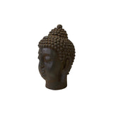 10.5 " Vintage Iron Metal Finish Rustic Buddha Head Display Figure ws3478S