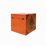 Chinese Distressed Orange Conch Graphic Square Shape Box ws3496S