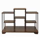 Brown Wood Step Shape Table Top Curio Display Easel Stand ws3498S