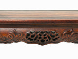 Brown Oriental Lotus Carving Rectangular Display Table Stand Riser ws3499S