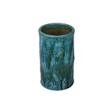 Vintage Chinese Turquoise Green Lotus Koi Fishes Ceramic Column Vase ws3522S