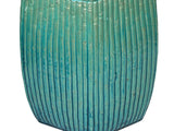 Chinese Hexagon Bamboo Theme Turquoise Green Ceramic Clay Garden Stool ws3557S