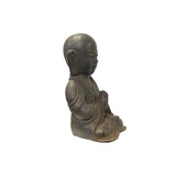 11.5" Iron Rustic Sitting Buddha Gautama Amitabha Lohon Monk Statue ws3575S