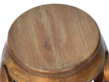 Chinese Light Brown Natural Wood Grain Open Bar Round Barrel Stool ws3586S