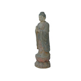 Vintage Rustic Wood Anjali Mudra Standing Buddha Amitabha Shakyamuni Statue ws3589S