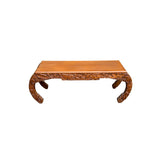 Vintage Floral Relief Carving Brown Rectangular Curve Legs Coffee Table ws3598S