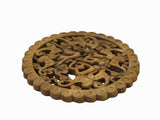 Small Round Wave Edge 5 Blessing Fok Bats Motif Wood Wall Panel Plaque ws3610S