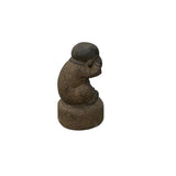 Oriental Gray Stone Little Lohon Monk Covering Eyes Statue ws3637S