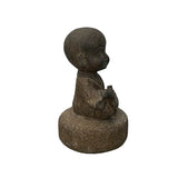 Oriental Gray Stone Little Lohon Monk Drawing Book Statue ws3636S