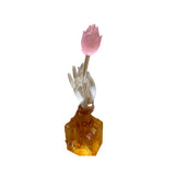 Asian Crystal Glass Buddha Hand Pink Lotus Display Art Figure ws3639S