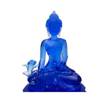 Blue Crystal Glass Lotus Cross Leg Meditation Sitting Medicine Buddha ws3654S